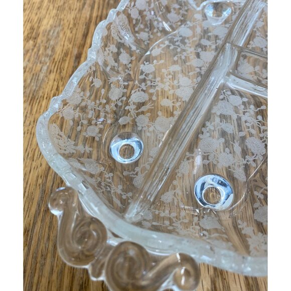 Vintage Footed Divided Dish Relish Floral Flower - Picture 9 of 11